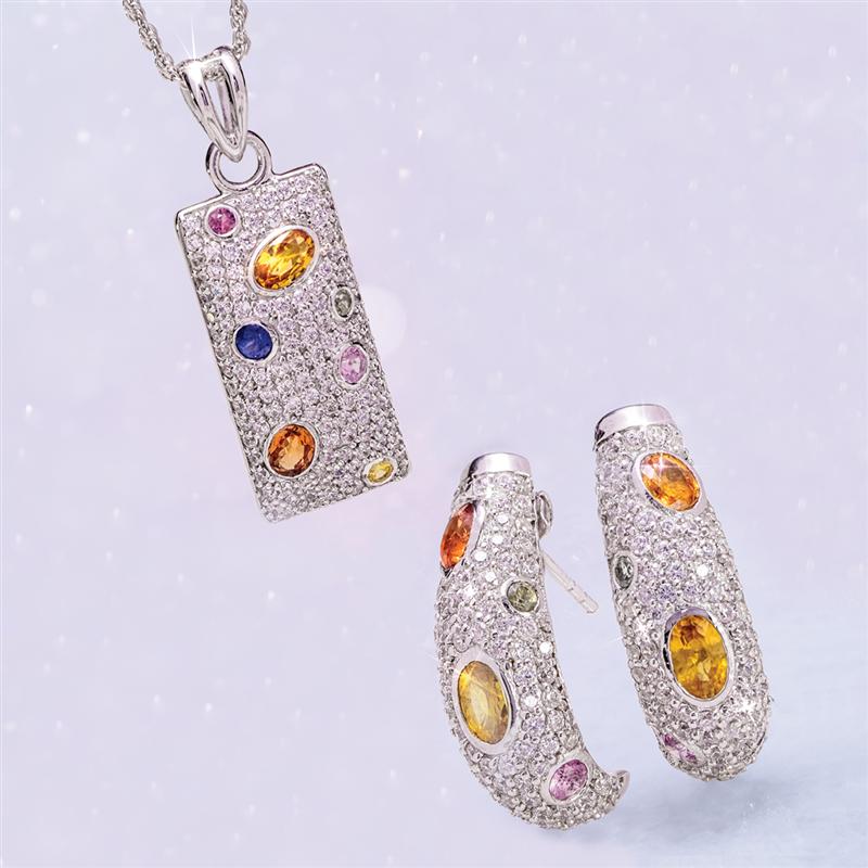 Multi-Sapphire Earring and Necklace Set